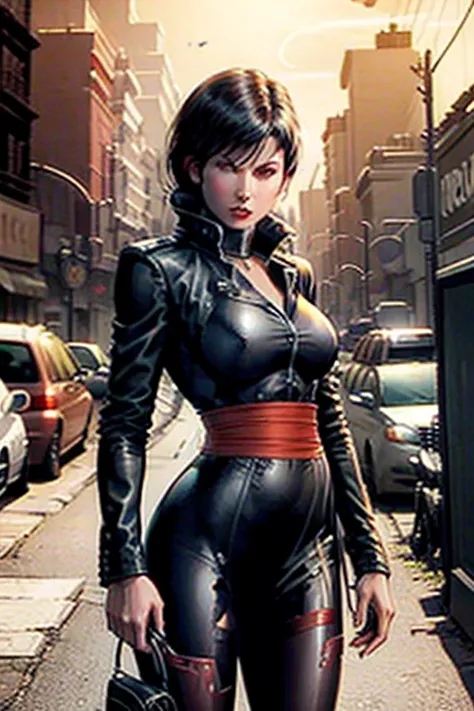 ada wong en una calle de nueva york