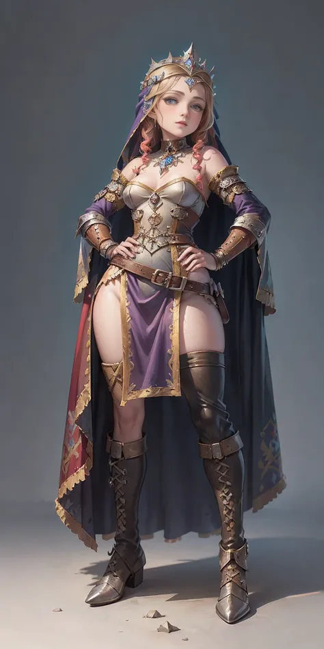 ((plain background)) full body of a woman in a dress with a veil, feet together, standing feet together, military boots, beautiful fantasy maiden slave warrior, beautiful fantasy art portrait, fantasy victorian art, medieval fantasy art, beautiful and eleg...