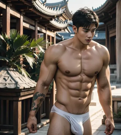   Two handsome boys kissing , super realistic, smiling at each other,hugging, kissing, touching lips, cuddle, romantic,skin ship, handsome Chinese guy，wet body, wet hair, 18-year-old male high school student，majestic，Who is Shi Yu?, Li Yuanbin, Kim Hyung T...