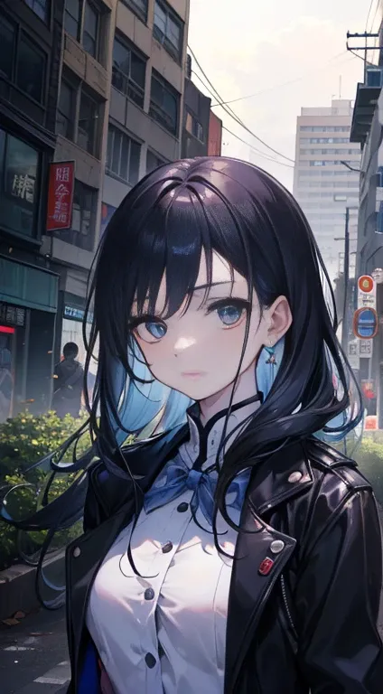 ((best quality)), ((masterpiece)), (detailed), The background of Perfect Face is set in a modern apocalyptic heroine who is attacked by zombies and escapes in a city full of high-rise buildings. The heroine is a strong Taiwanese Chinese survivor.，She has l...