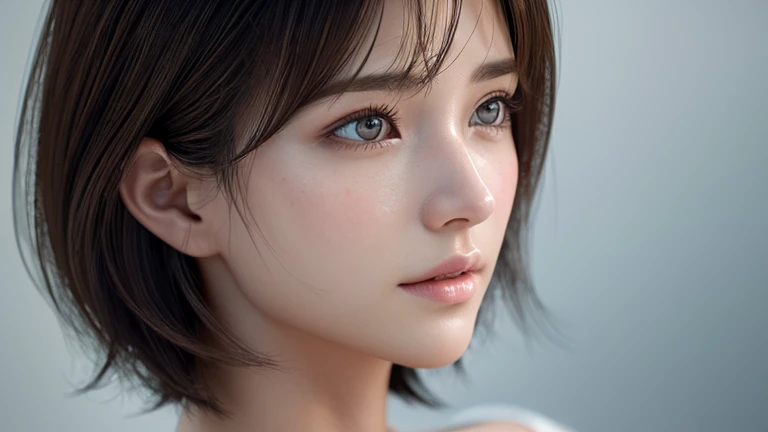 (highest quality、8k、32k、masterpiece、hmph:1.2)、cute日本人女性の写真、very short bob hair、upper body、surface focus、extra large_sweater、neck...