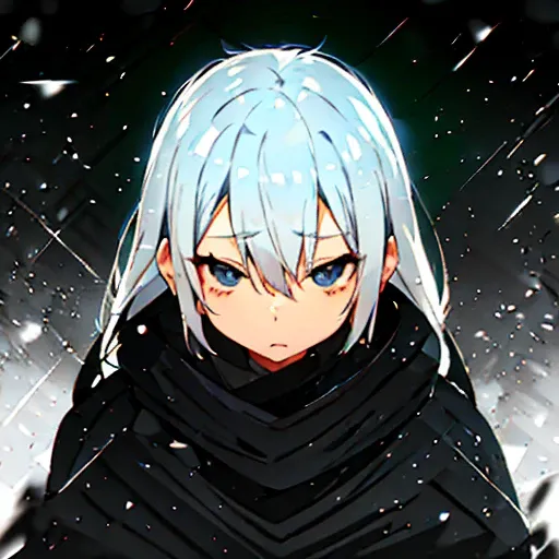 close range、High Angle、Anime white haired boy looking up at camera、He is trying to say something with a straight face.、slim、Shadow Body、black blanket、Monochrome、White skin、Disheveled Hair、Open your mouth a little