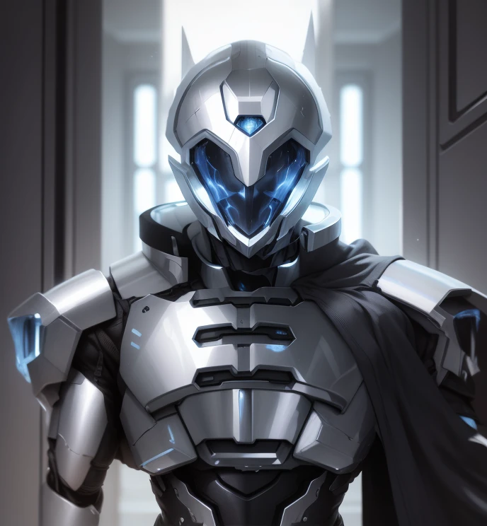 The color changes to platinum，Some platinum，Ensure its layering and armor texture，Platinum as the main color，Change the middle to a mirror image）