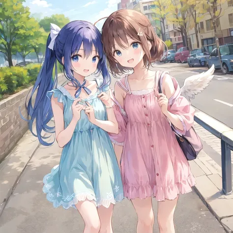 cuteの天使の女の子が、the two of them get along well.、stroll。、angel&#39;s smile。、6歳のcute天使の女の子、the eyelashes are long、attractive, sparkli...