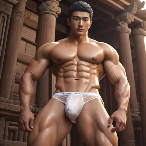 1 statue of handsome Chinese guy，super detailed, wet body, wet hair, 18-year-old male high school student，majestic，Who is Shi Yu?, Li Yuanbin, Kim Hyung Tae, Kim Hyung Tae, Yin Shishan, Wang Yi Bao, Li Xian , Leo Wu, Handsome Chinese muscular guy，Broad sho...