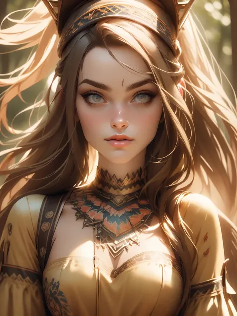 Plano General,Unreal Engine:1.4,Hyper-realistic CG K, Realistic:1.4, Texture:1.4, masterpiece:1.4,beautiful woman，Wearing a hippie style hat, Fan Hippie Bohemia:1.7,Longhair、Hippie clothing various colors, 32k.