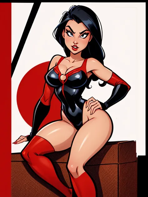 4k, digital drawing, improve quality, a drawing of two women in black and red outfits, Black and White and Red, red and black and white, J. Scott Campbell, by Bill Ward, J.. Scott Campbell, beautiful comic art , by Ryan Stegman, White and black, by Bruce T...