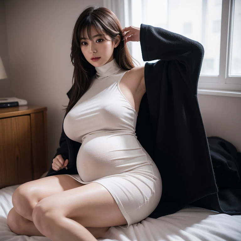 (Very detailed,night， In a dimly lit room， A girl，Married，Married woman，Chapter 30 Eternal Light，Mother，Still attractive，Black发，a little fat, full, Large sagging breasts, Huge big , pregnant, huge pregnant, big pregnant, 9 months, pregnant, 怀着双胞胎的pregnant，...