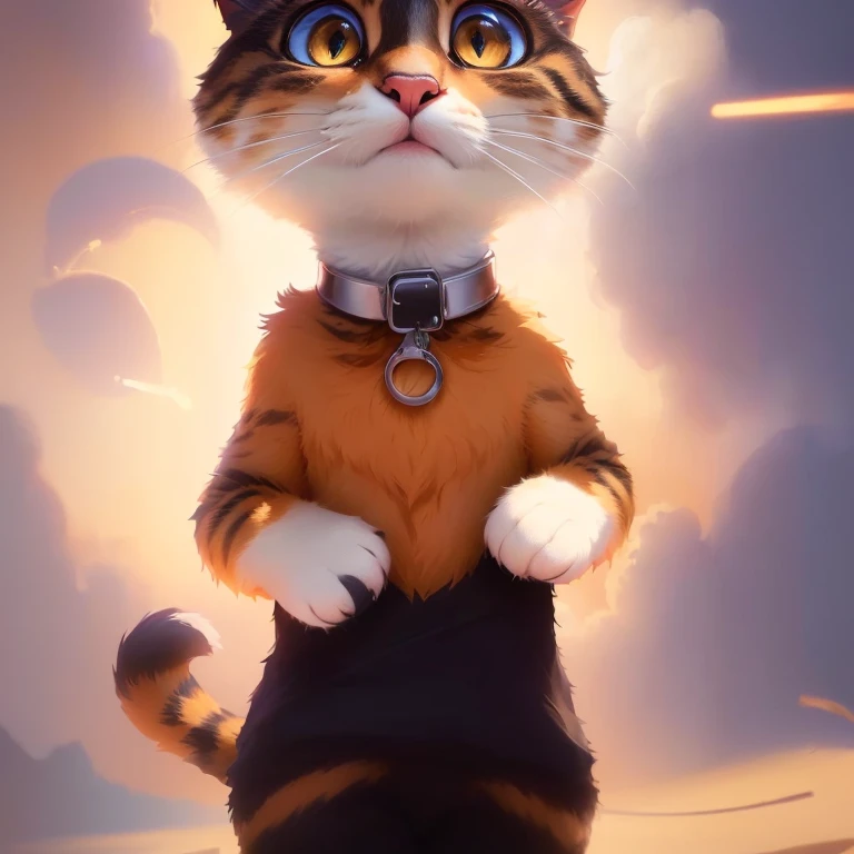 Da ist eine Katze, die auf ihren Hinterbeinen steht, Anime picture of a cute cat, Sora als Katze, anato finnstark. pixar, depicted als Pixar-Figur, Bild aus dem Pixar-Film, Animationsfilm, Promotional image for the film, Full body closeup, als Pixar-Figur,...