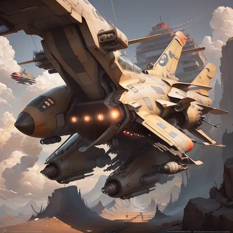 there is a plane flying through the air with clouds in the background, por Arthur Pan, por Raymond Han, Antecedentes de los aviones de combate, jet fighter, wojtek fus, Retrato de Figther Jet evadiendo, Arte digital 4k muy detallado, estilo de pintura de j...