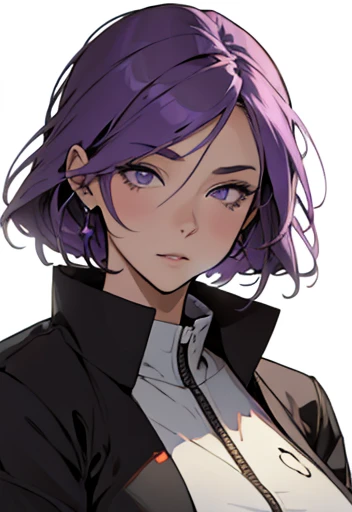 ((human female elder ager)), solo , purple hair  ,  manga style