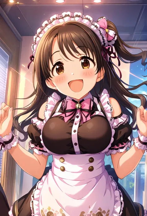 uzuki shimamura, (highest quality, 8k, masterpiece, very detailed:1.2), (lens flare, particles of light, shine), big breasts, sm...