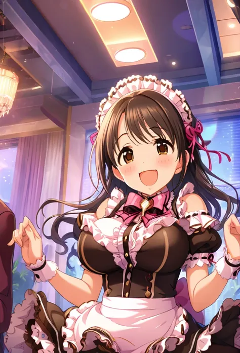 uzuki shimamura, (highest quality, 8k, masterpiece, very detailed:1.2), (lens flare, particles of light, shine), big breasts, sm...