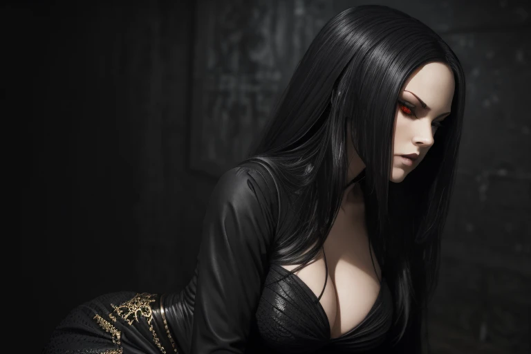 masterpiece, Ultra realistic, 16k, high quality, incredibly detailed, nightmare aesthetic, nightmare atmosphere, cinematic, work of art, (sharp focus: 1.5), (photorealistic: 1.3), featured (Beautiful girl), a captivating image of a vampire (girl) that comb...