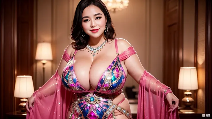 RAW Photos, Digital single-lens reflex camera, Soft lighting, Film Grain, 16K Wallpaper, masterpiece, highest quality, Very detailed, 40~50 years old, Full Body Shot, Mature Woman, beautiful,  魅惑的なsmile,Thick lips, Looking at the audience, Provocative expr...