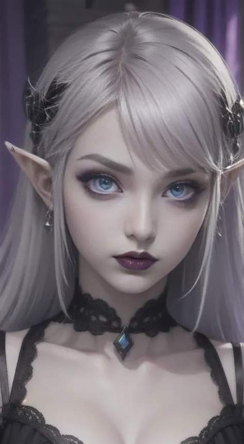 silver hair, violet eyes, goth princess zelda,