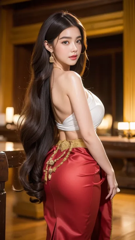 beautiful girl with three meter long hair, her hair was as long as her buttocks.., black hair, long hair, beauty that comes from...