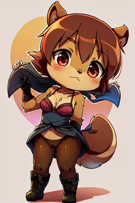 2 boys, squirrel, furry, bodyfur, bra, bottomless, no panties under pantyhose, gloves, boots, chibi, dance