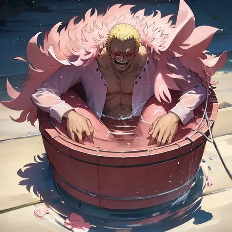 Doflamingo having fun in the washing machine