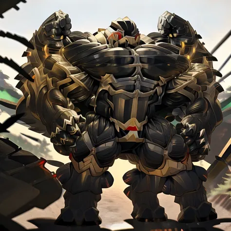 8K, Masterpiece, highres, future fiction. black visor, Detailed head, Detailed Body, full body, BLACK COLOR, Detailed abs, wearing crNanosuit, big muscle (pecs, triceps, traps) unusually developed muscular body, body full of huge muscles. showing off muscl...