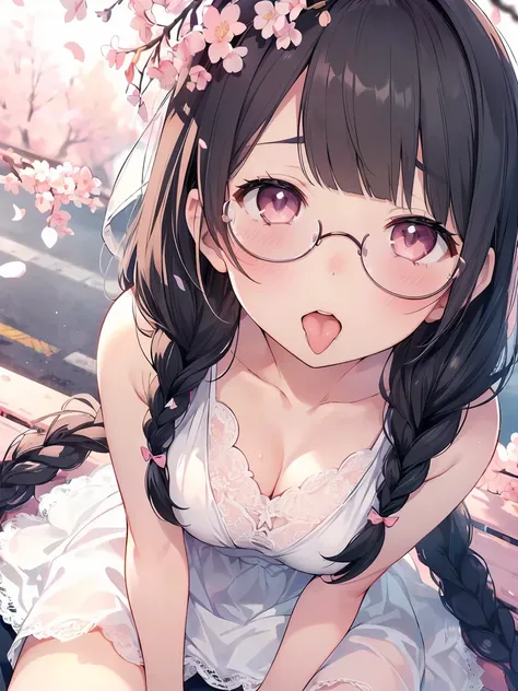 Very detailed, highest quality, High resolution, Moe Anime, ((A cute elementary school girl with black hair and droopy eyes)), ((Wearing large round glasses:1.4)), (Baby Face), Cute eyes, Detailed eye depiction, Sparkle in the eyes, View your viewers, Pale...