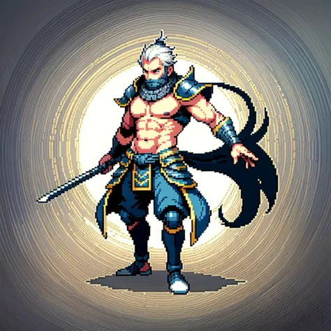 (masterpiece, top quality, best quality), pixel,pixel art,1man, chinese warrior,full body