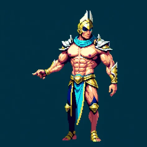 (masterpiece, top quality, best quality), pixel,pixel art,1man,muscle,armor,full body