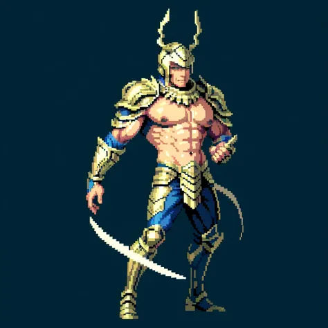 (masterpiece, top quality, best quality), pixel,pixel art,1man,muscle,armor,full body