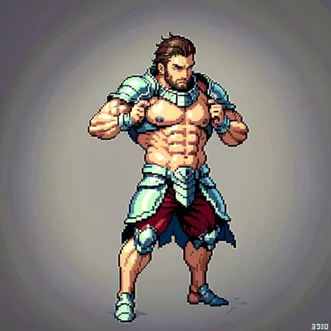 (masterpiece, top quality, best quality), pixel,pixel art,1man,muscle,armor,full body