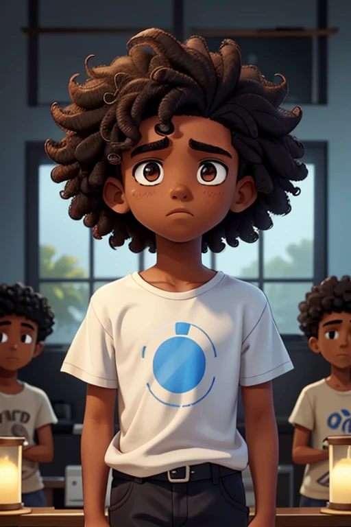 cover of the song there is a sad young man with short curly afro hair and dark skin and in the background the word loneliness