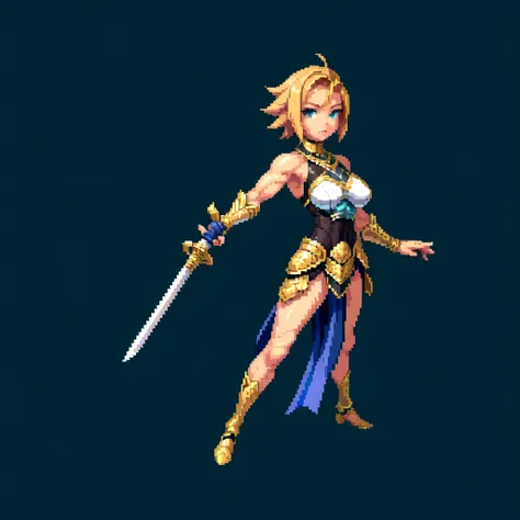 (masterpiece, top quality, best quality), pixel,pixel art,1women,muscle,armor,hold a sword,full body