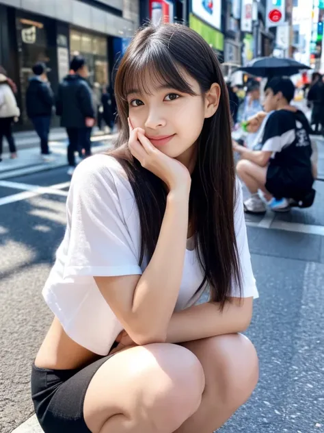 Photorealistic, 8k full body portrait, Beautiful woman, Attractive look, 16 years old, Tokyo, Winters, Shibuya in the background、masterpiece, highest quality, Official Art, Highly detailed CG Unity 8k wallpaper, like , Very delicate and beautiful, Ultra-hi...