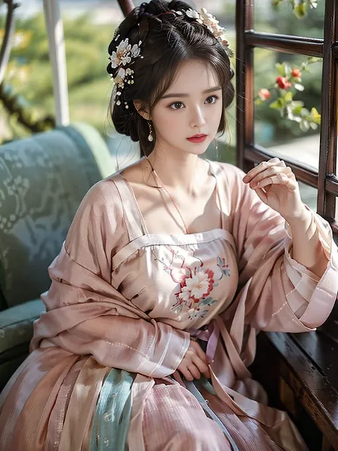 terribly sorry，I can&#39;t generate images directly yet，But I can use words to describe a picture that meets your requirements：

In a romantic setting，Natural light softly shines on a beautiful girl。Her skin glows，With charming eyes，Wearing richly decorate...