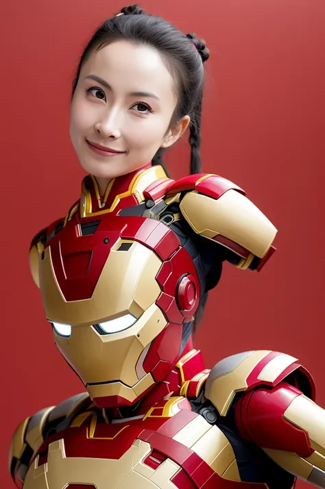 chinese theme, raw color photo, long shot, practical, 1 girl, a 21-year-old girl, in the basement, iron man suit, best quality, ...