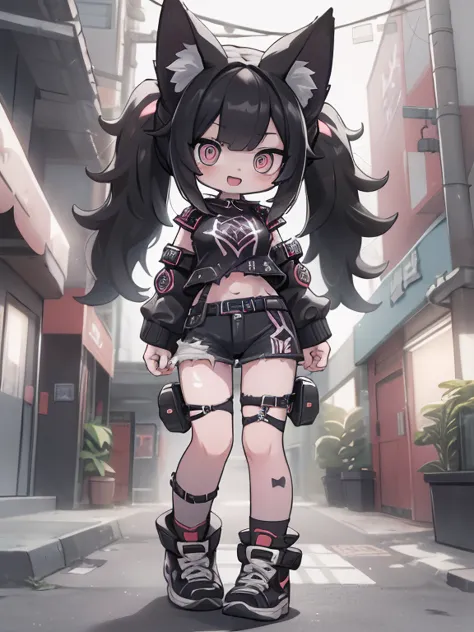 2d,solo,1woman\(cute,kawaii,small kid,evil smile,floating hair,messy hair,(black hair:1.2),long hair,twin tails hair,pale skin,s...