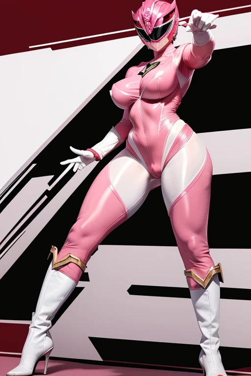 Tabletop, Super Detail, highest quality, High resolution, , ((Anatomically correct)), Power Ranger, ((One Girl)), (alone), A full-face helmet that covers the face and buttocks, Pink full body suit,Micro Bikini, Large emblem on the chest, Thick suit lines, ...