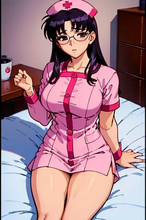 (((masterpiece))),(((High resolution)))、(((Perfect Face)))、((Beautiful woman))、(((Korean Beauty)))、(cute)、(((bed)))、(((Nurse uniform)))、Big Breasts、Plump、Embarrassed expression、(((Looking at the camera)))、Browsing Caution、(Thighs)
