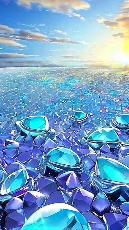 A sea of jewels　scenery　dawn　No people needed　Blue jewel rain　sapphire