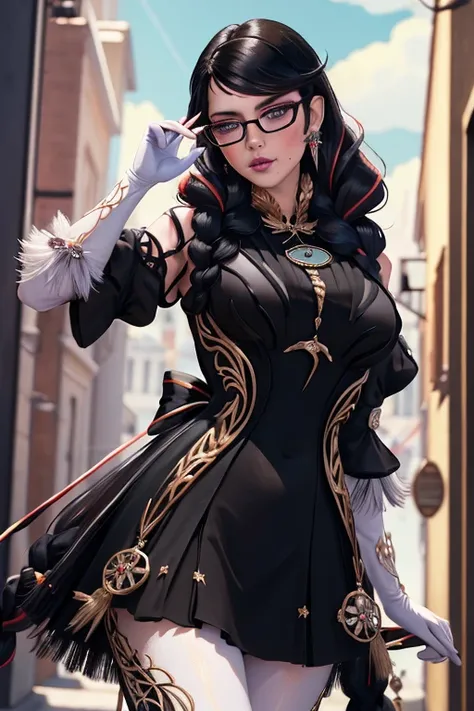 (masterpiece:1.4),(best quality:1.4),(absurdres:1.4),pin-up,	bayonetta_3_twintail_aiwaifu,glasses,blue_eyes ,black_hair,long_hai...