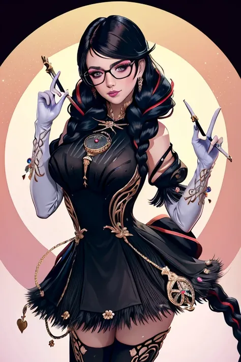 (masterpiece:1.4),(best quality:1.4),(absurdres:1.4),pin-up,	bayonetta_3_twintail_aiwaifu,glasses,blue_eyes ,black_hair,long_hai...