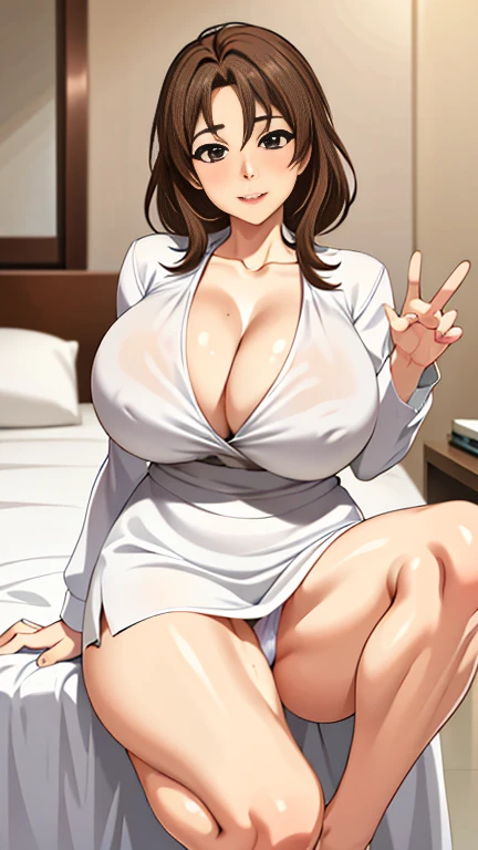 最high quality, 8k, Vibrant, Sharp focus, high quality, High resolution, Middle-aged women, Mature Woman, 49 years old, (Whole Body Ezbian), (Facial details in high heels, Highly detailed eyes, Thick lips, Plump figure、Plump face、(((Big Tits 2.3)))、(((On a ...