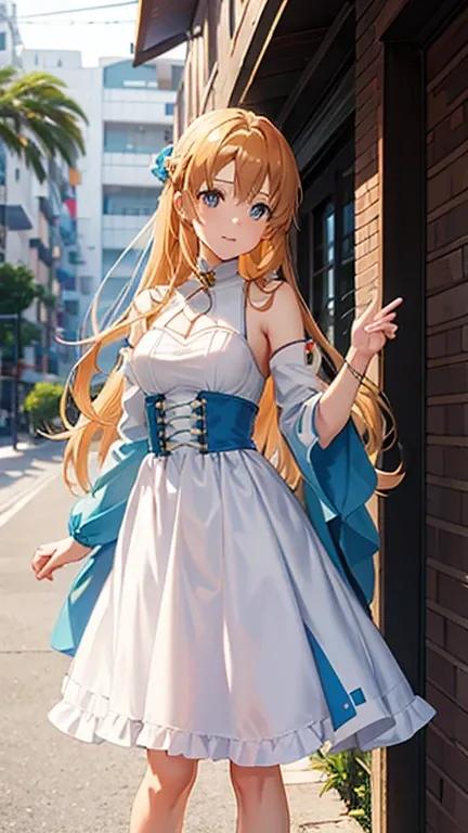 Asuna de Sword Art Online con vestido de verano y tacones altos