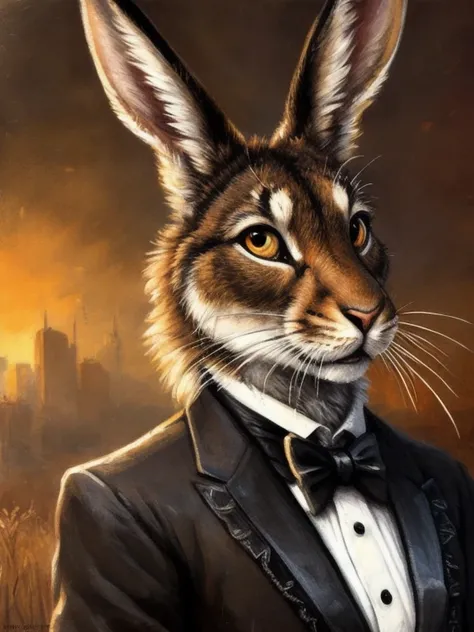 Hare, anthro, in tuxedo, by Kenket, (Sharp focus, masterpiece, 8k, intricate artwork, hyper detailed, high detail)