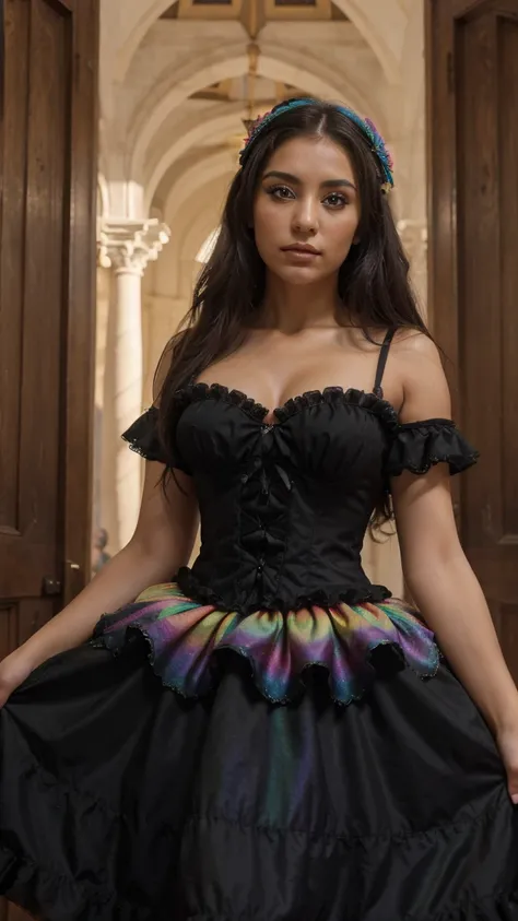 Obra maestra, mejor calidad,1 chica,Gothic,vestido con volantes 8k,high resolution, ( flor_estilista:1.2)(caramelo-arcoiris:1.2)