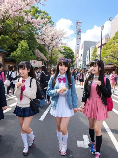 High school girls in Harajuku, Japan、Looks like a lot of fun、Everything sparkles、Beautiful scenery、Cute girl、