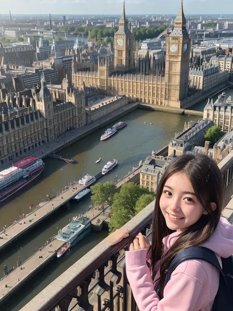 High school girls on a trip to England、Looks like a lot of fun、London Sightseeing、Everything sparkles、Beautiful scenery、Cute girl、