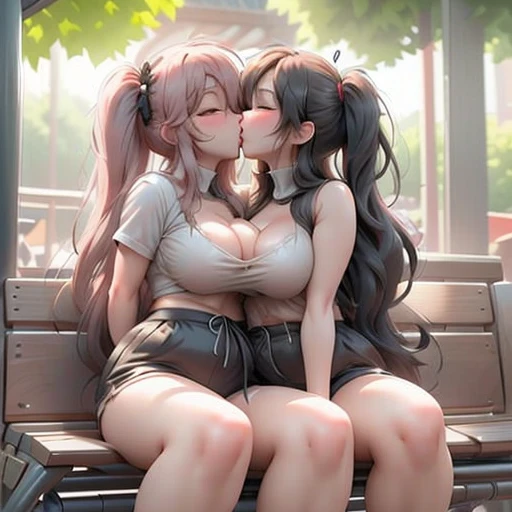 Your two headed massive fat wife conjoined to your fat Super sonico cosplayer daughter drunkenly sharing a kiss with each other fully clothed in a cosplay outfit and a very overfull bikini top on their two headed body. Her two distinct heads are clearly dr...