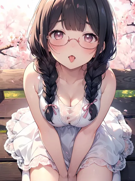 Very detailed, highest quality, High resolution, Moe Anime, ((A cute elementary school girl with black hair and droopy eyes)), ((Wearing large round glasses:1.4)), (Baby Face), Cute eyes, Detailed eye depiction, Sparkle in the eyes, View your viewers, Pale...