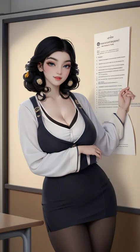 (best quality,4K,8k,high resolution,masterpiece:1.2),Super detailed,(((Mature female ,,Sagging breasts、Cleavage, Curvy beauty, Perfect body) ),Nezuko Kamado,Sexy teacher,Beautiful and delicate eyes,Beautiful and delicate lips,Long eyelashes,Long black hair...