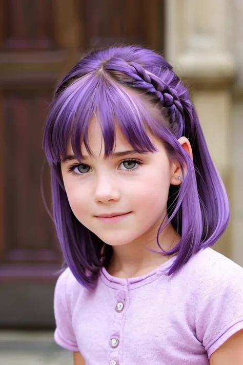 belle fille de 12 ans avec des cheveux violet